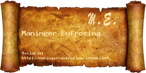 Maninger Eufrozina névjegykártya